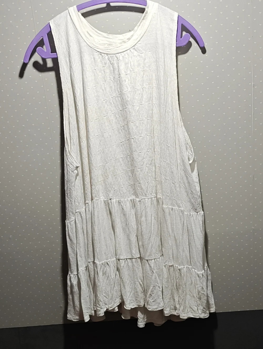 Free People White Sleeveless Tiered Tank Dress